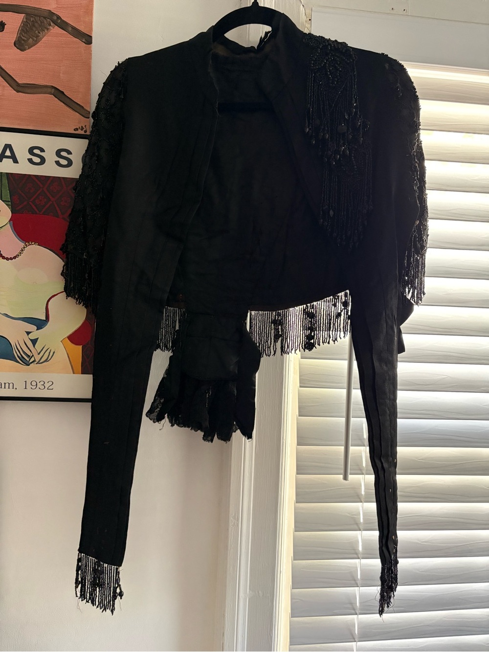 Antique Victorian Black Beaded Mourning Cape